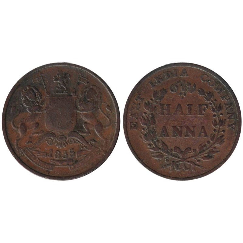 Monnaie monde - INDES BRITANNIQUES - KM447.1 - 1/2 anna 1835 - Madras