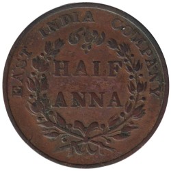 Monnaie monde - INDES BRITANNIQUES - KM447.1 - 1/2 anna 1835 - Madras