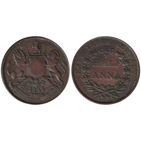 Monnaie monde - INDES BRITANNIQUES - KM447.1 - 1/2 anna 1835 - Madras