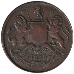 Monnaie monde - INDES BRITANNIQUES - KM447.1 - 1/2 anna 1835 - Madras