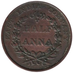 Monnaie monde - INDES BRITANNIQUES - KM447.1 - 1/2 anna 1835 - Madras