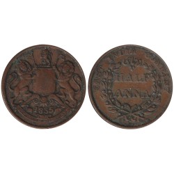 Monnaie monde - INDES BRITANNIQUES - KM447.1 - 1/2 anna 1835 - Madras