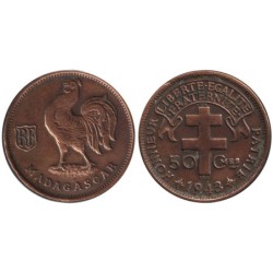 Monnaie monde - MADAGASCAR - KM1 - 50 centimes 1943