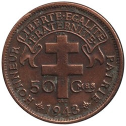 Monnaie monde - MADAGASCAR - KM1 - 50 centimes 1943