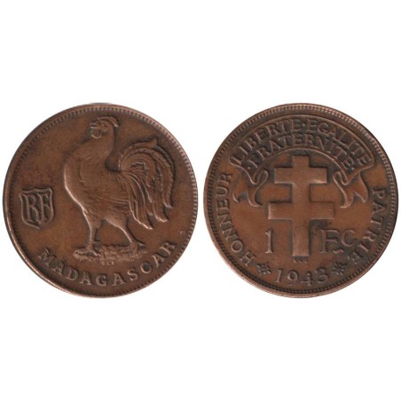 Monnaie monde - MADAGASCAR - KM2 - 1 franc 1943