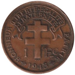 Monnaie monde - MADAGASCAR - KM2 - 1 franc 1943