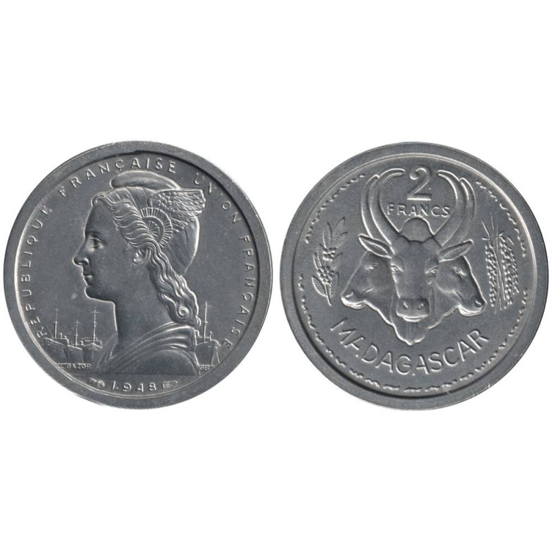 Monnaie monde - MADAGASCAR - KM4 - 2 francs 1948