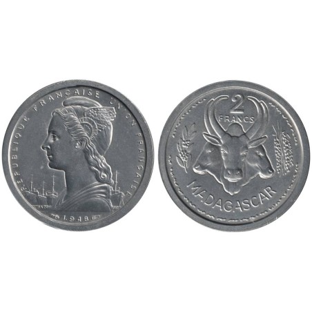 Monnaie monde - MADAGASCAR - KM4 - 2 francs 1948