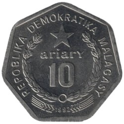Monnaie monde - MADAGASCAR - KM18 - 10 ariary 1992