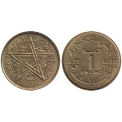 Monnaie monde - MAROC - Y41 - 1 franc 1945-1364