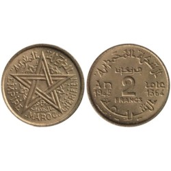 Monnaie monde - MAROC - Y42 - 2 francs 1945-1364