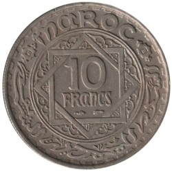 Monnaie monde - MAROC - Y44 - 10 francs AH1366 - 1947