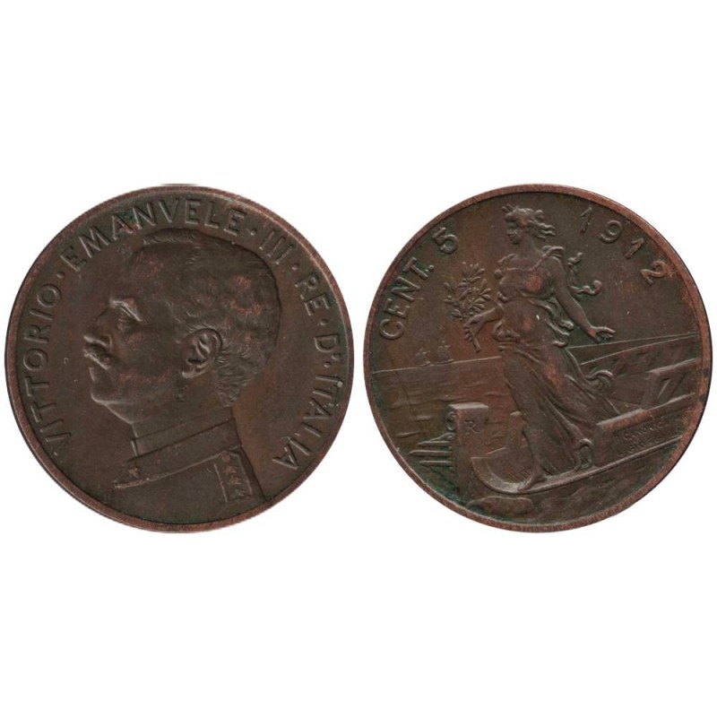 Monnaie monde - ITALIE - KM42 - 5 centesimi 1912 R