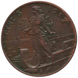 Monnaie monde - ITALIE - KM42 - 5 centesimi 1912 R