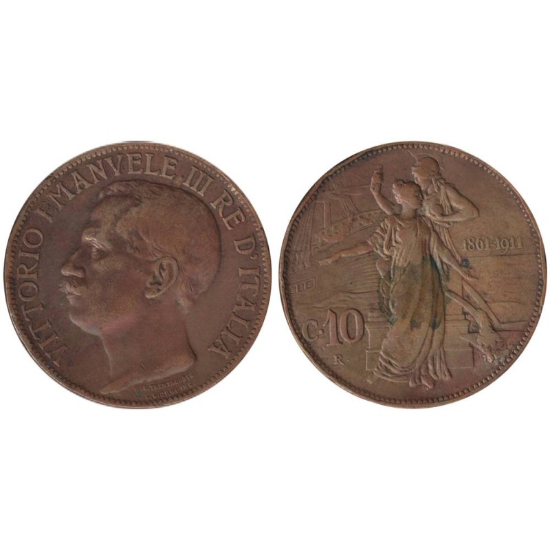Monnaie monde - ITALIE - KM51 - 10 centesimi 1911 R