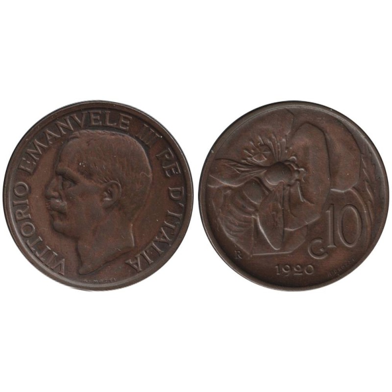 Monnaie monde - ITALIE - KM60 - 10 centesimi 1920 R