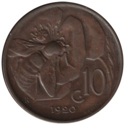 Monnaie monde - ITALIE - KM60 - 10 centesimi 1920 R