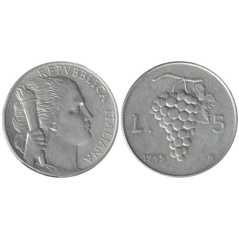 Monnaie monde - ITALIE - KM89 - 5 lire 1949 R