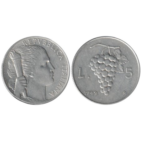 Monnaie monde - ITALIE - KM89 - 5 lire 1949 R
