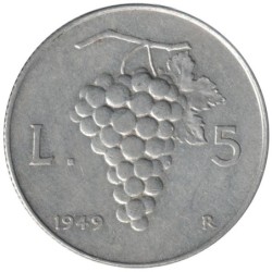 Monnaie monde - ITALIE - KM89 - 5 lire 1949 R