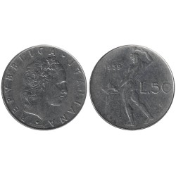 Monnaie monde - ITALIE - KM95.1 - 50 lire 1959 R
