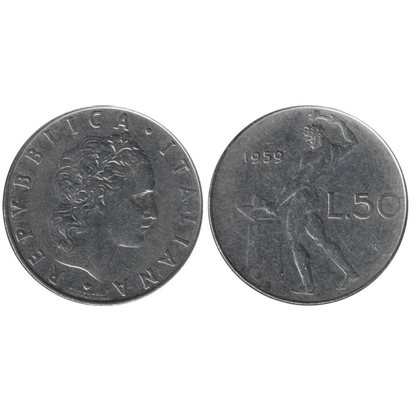 Monnaie monde - ITALIE - KM95.1 - 50 lire 1959 R