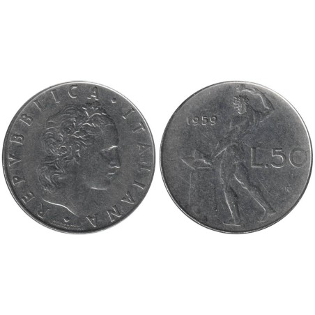 Monnaie monde - ITALIE - KM95.1 - 50 lire 1959 R