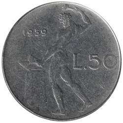 Monnaie monde - ITALIE - KM95.1 - 50 lire 1959 R