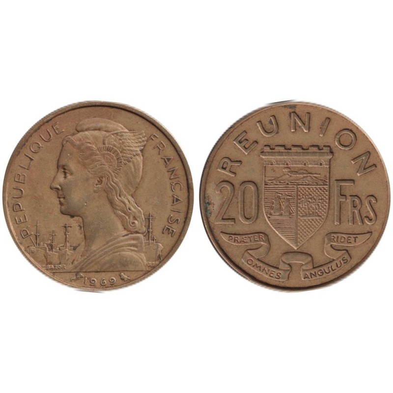 Monnaie monde - LA REUNION - KM11a -20 francs 1969