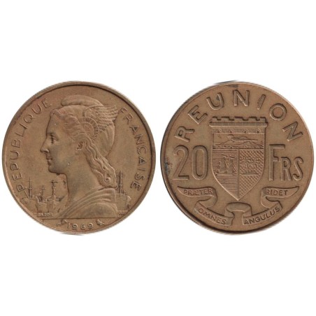 Monnaie monde - LA REUNION - KM11a -20 francs 1969