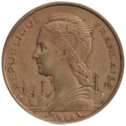 Monnaie monde - LA REUNION - KM11a -20 francs 1969