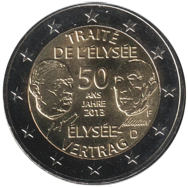 Monnaie euro - ALLEMAGNE - 2 euros commémorative - Traité de l'Elysée - 2013 F