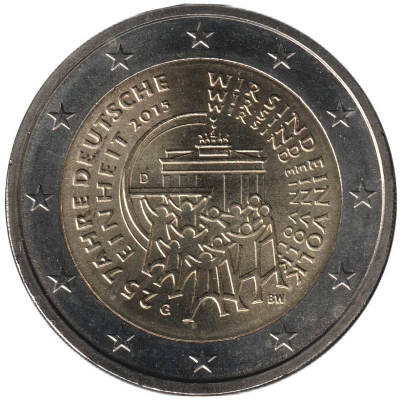 Monnaie euro - ALLEMAGNE - 2 euros commémorative - Réunification allemande - 2015 G