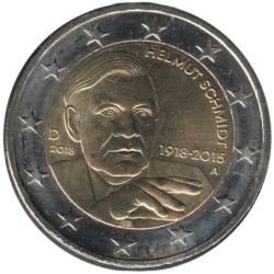 Monnaie euro - ALLEMAGNE - 2 euros commémorative - Helmut Schmidt - 2018 A