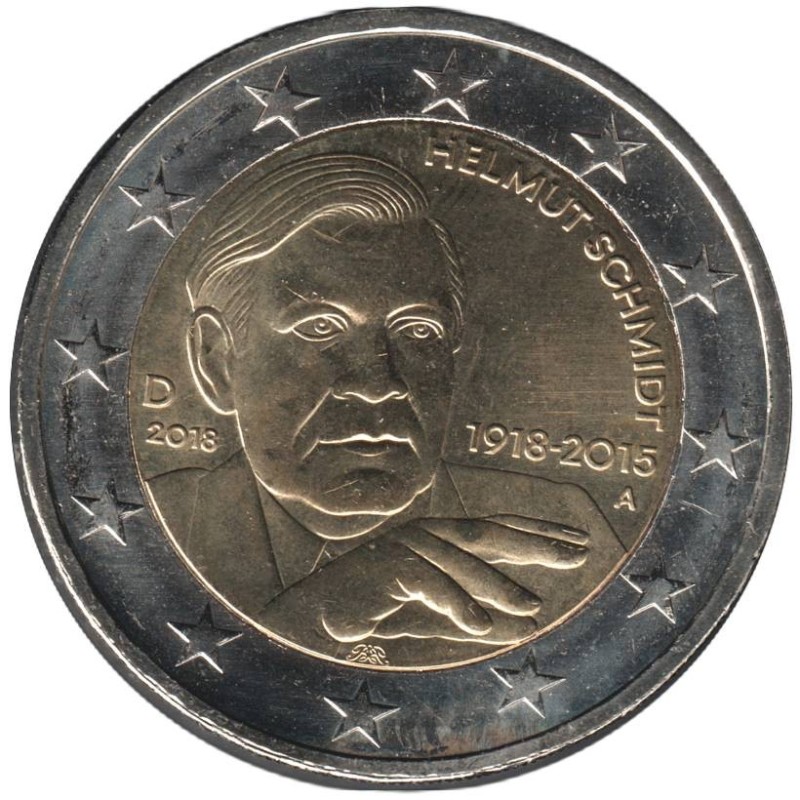 Monnaie euro - ALLEMAGNE - 2 euros commémorative - Helmut Schmidt - 2018 A