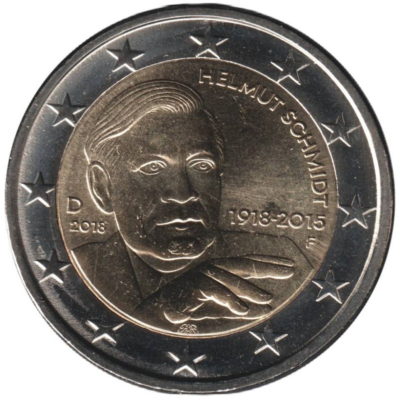 Monnaie euro - ALLEMAGNE - 2 euros commémorative - Helmut Schmidt - 2018 F