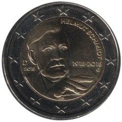 Monnaie euro - ALLEMAGNE - 2 euros commémorative - Helmut Schmidt - 2018 G