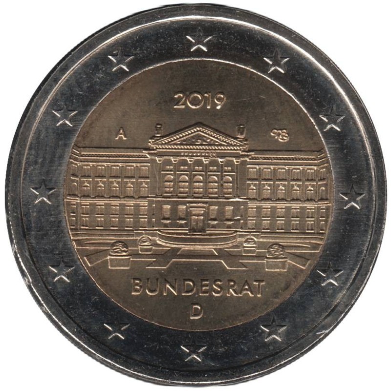 Monnaie euro - ALLEMAGNE - 2 euros commémorative - Conseil Fédéral - Bundesrat - 2019 A