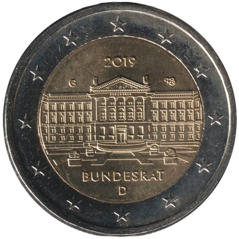 Monnaie euro - ALLEMAGNE - 2 euros commémorative - Conseil Fédéral - Bundesrat - 2019 G