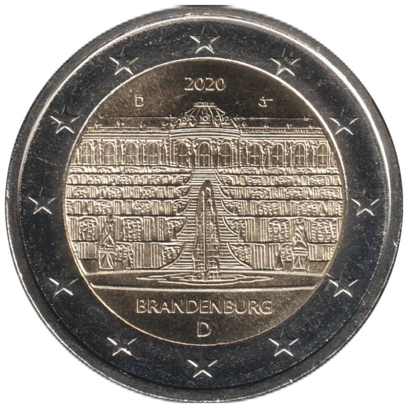 Monnaie euro - ALLEMAGNE - 2 euros commémorative - Brandebourg - Palais Sanssouci - 2020 D