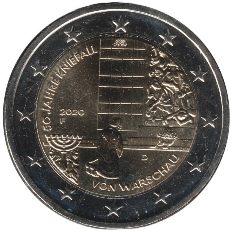 Monnaie euro - ALLEMAGNE - 2 euros commémorative - Kniefall von Warschau - 2020 F