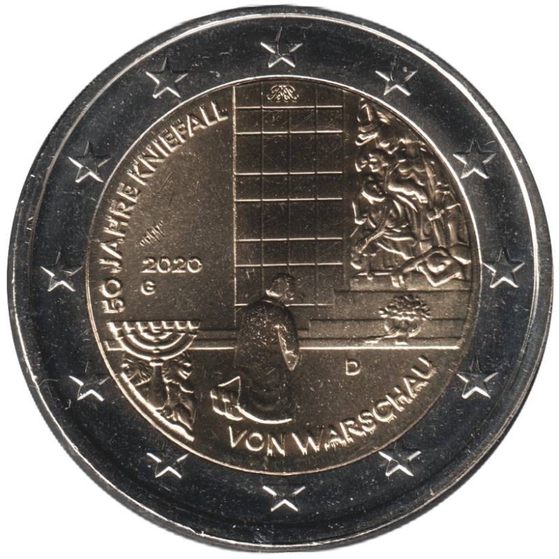 Monnaie euro - ALLEMAGNE - 2 euros commémorative - Kniefall von Warschau - 2020 G