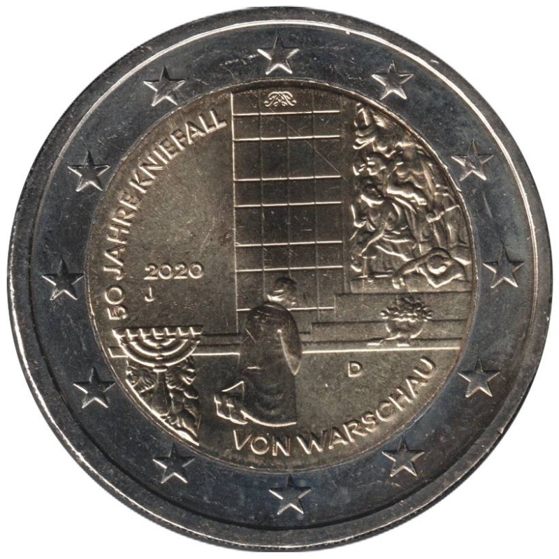 Monnaie euro - ALLEMAGNE - 2 euros commémorative - Kniefall von Warschau - 2020 J
