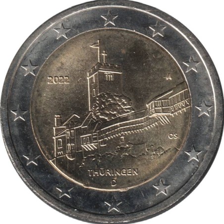 Monnaie euro - ALLEMAGNE - 2 euros commémorative - Thuringe - Château Wartbourg - 2022 A