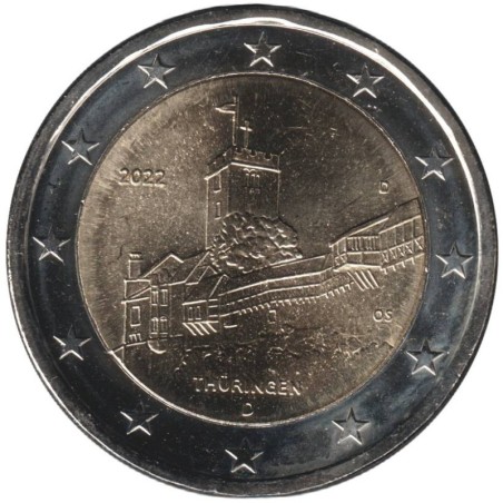 Monnaie euro - ALLEMAGNE - 2 euros commémorative - Thuringe - Château Wartbourg - 2022 D