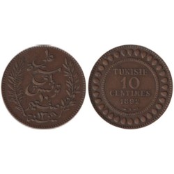 Monnaie monde - TUNISIE - KM222 - 10 centimes AH1309 - 1892 A
