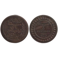 Monnaie monde - TUNISIE - KM235 - 5 centimes AH1326 - 1908 A