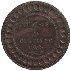 Monnaie monde - TUNISIE - KM235 - 5 centimes AH1326 - 1908 A