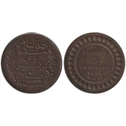 Monnaie monde - TUNISIE - KM235 - 5 centimes AH1332 - 1914 A