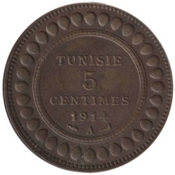 Monnaie monde - TUNISIE - KM235 - 5 centimes AH1332 - 1914 A